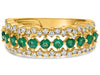 WIDE .88CT DIAMOND & AAA EMERALD 14KT YELLOW GOLD 3 ROW WEDDING ANNIVERSARY RING