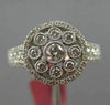 ESTATE WIDE .81CT DIAMOND 18KT WHITE GOLD FLOWER MILGRAIN CIRCULAR PROMISE RING