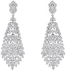 LARGE 7.39CT DIAMOND 18KT WHITE GOLD 3D CLUSTER FLOWER LEAF HANGING EARRINGS