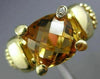 ESTATE LARGE 3.06CT DIAMOND & AAA CITRINE 14K YELLOW GOLD 3D MESH FLEXIBLE RING