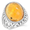 LARGE 18.45CT DIAMOND & AAA CITRINE 14KT WHITE GOLD 3D OVAL & ROUND FUN RING