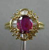 ESTATE WIDE 1.88CT DIAMOND EXTRA FACET RUBY 14K YELLOW GOLD OVAL ENGAGEMENT RING