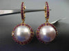 LARGE 1.60CT AAA AMETHYST & PINK SOUTH SEA PEARL 18KT ROSE GOLD HANGING EARRINGS