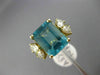 ESTATE LARGE 4.50CT DIAMOND & AAA BLUE APATITE 14KT YELLOW GOLD ENGAGEMENT RING