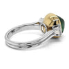 4.96CT DIAMOND & AAA CABOCHON EMERALD 18KT 2 TONE GOLD 3D SQUARE ENGAGEMENT RING
