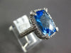 ESTATE LARGE 8.0CT DIAMOND & AAA BLUE TOPAZ 14KT WHITE GOLD 3D FILIGREE FUN RING