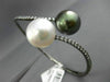 ESTATE LARGE 1.03CT DIAMOND AAA SOUTH SEA & TAHITIAN PEARL 18K BLACK GOLD BANGLE