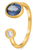1.21CT DIAMOND & AAA SAPPHIRE 14KT YELLOW GOLD OVAL & ROUND SOLITAIRE LOVE RING