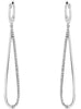 LARGE .31CT DIAMOND 14KT WHITE GOLD 3D ELONGATED TEAR DROP FUN HANGING EARRINGS
