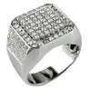 ESTATE LARGE 2.20CT DIAMOND 14KT WHITE GOLD CLASSIC SQUARE HALO PAVE MEN'S RING