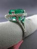 ESTATE EXTRA LARGE 8.39CT DIAMOND & AAA EMERALD 18KT WHITE GOLD ENGAGEMENT RING