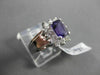 ESTATE 1.43CT DIAMOND & AAA AMETHYST 14KT WHITE GOLD EMERALD CUT CLUSTER RING