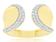 ESTATE WIDE .52CT DIAMOND 14KT 2 TONE GOLD 2 ROW DOUBLE HORSESHOE LUCKY FUN RING