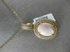 ESTATE LARGE .28CT DIAMOND & PINK AGATE 14K TWO TONE GOLD ROPE OVAL HALO PENDANT