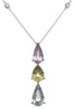 8.20CT DIAMOND & AAA MULTI COLOR SAPPHIRE 18KT WHITE GOLD 3 STONE LOVE NECKLACE
