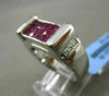 ESTATE 2.06CT DIAMOND & RUBY 18KT WHITE GOLD RECTANGULAR HANDCRAFTED MENS RING