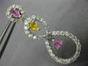 ESTATE LARGE 4.11CT DIAMOND & AAA PINK & YELLOW SAPPHIRE 18K WHITE GOLD EARRINGS