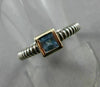 ESTATE .50CT AAA BLUE TOPAZ 925 SILVER & 14KT GOLD SQUARE SOLITAIRE RING #22033