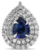 ESTATE 1.03CT DIAMOND & AAA SAPPHIRE 18KT WHITE GOLD PEAR SHAPE HALO PENDANT
