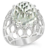 LARGE 8.71CT DIAMOND & AAA GREEN AMETHYST 14KT WHITE GOLD OVAL & ROUND FUN RING
