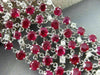 ESTATE EXTRA WIDE 38.47CT DIAMOND RUBY 18KT WHITE GOLD 3D ETOILE TENNIS BRACELET