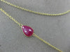 ESTATE LONG 21.37CT AAA RUBIES 14KT YELLOW GOLD 3D TEAR DROP PEAR SHAPE NECKLACE
