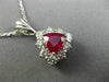 ESTATE LARGE 3.12CT DIAMOND & RUBY 18K WHITE GOLD TRILLION HALO FLOATING PENDANT