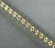 ESTATE LONG 3.10CT DIAMOND 14K YELLOW GOLD CLASSIC TENNIS BRACELET W/SAFETY LOCK