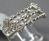 ESTATE .38CT DIAMOND 18KT WHITE GOLD FLOWER BEZEL BEADED ETERNITY STACKABLE RING