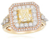 LARGE 2.61CT WHITE & FANCY YELLOW DIAMOND 14KT TRI COLOR GOLD 3D ENGAGEMENT RING