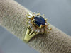 ESTATE WIDE 1.30CT DIAMOND & AAA SAPPHIRE 14KT YELLOW GOLD 3D FLOWER RING #9790
