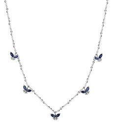 1.07CT DIAMOND & AAA SAPPHIRE 18K WHITE GOLD BUTTERFLY BY THE YARD LOVE NECKLACE