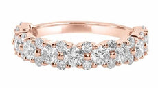 2.16CT DIAMOND 18KT ROSE GOLD 3D MULTI FLOWER 3/4TH ETERNITY ANNIVERSARY RING