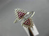 ESTATE WIDE .36CT DIAMOND & AAA RUBY 14KT WHITE GOLD TRIANGLE PAVE FLEXIBLE RING