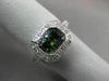 ESTATE 1.42CT DIAMOND & AAA MYSTIC TOPAZ 14KT WHITE GOLD EMERALD CUT HALO RING