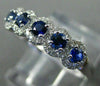 ESTATE .60CT DIAMOND & AAA SAPPHIRE 14KT WHITE GOLD 3D 5 STONE ANNIVERSARY RING