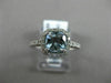 ESTATE .99CT DIAMOND & AAA AQUAMARINE 14KT WHITE GOLD SQUARE HALO ENGAGEMET RING