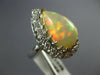 ANTIQUE LARGE 2.75CT DIAMOND & AAA OPAL 14KT WHITE GOLD 3D PEAR SHAPE RING #1049
