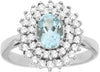 1.22CT DIAMOND & AAA AQUAMARINE 14K WHITE GOLD OVAL & ROUND HALO ENGAGEMENT RING
