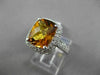 ESTATE LARGE 4.37CTW DIAMOND & EXTRA FACET CITRINE 14KT WHITE GOLD 3D HALO RING