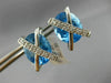 ESTATE LARGE 11.45CT DIAMOND & BLUE TOPAZ 14K WHITE GOLD 3D OVAL X STUD EARRINGS