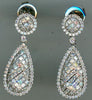 LARGE 3.07CT DIAMOND 14KT WHITE GOLD ROUND & PRINCESS TEAR DROP FLORAL EARRINGS