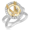 ESTATE 1.29CT DIAMOND 14KT TWO TONE GOLD OVAL & ROUND SEMI MOUNT ENGAGEMENT RING