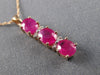 ESTATE 1.25CT DIAMOND & AAA RUBY 14KT ROSE GOLD 3D PAST PRESENT FUTURE PENDANT
