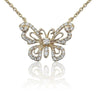 ESTATE .22CT DIAMOND 14K YELLOW GOLD 3D CLASSIC BUTTERFLY FILIGREE LOVE NECKLACE