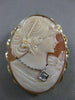 LARGE ANTIQUE DIAMOND HABILLE LADY CAMEO 14KT YELLOW GOLD PIN PENDANT #21229