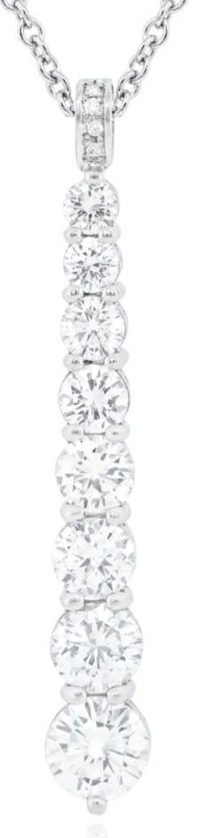 5.82CT DIAMOND 18K WHITE GOLD ROUND JOURNEY GRADUATING BAR LOVE FLOATING PENDANT
