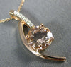 ESTATE 1.65CT DIAMOND & AAA MORGANITE 14KT ROSE GOLD 3D ELONGATED LOVE PENDANT