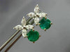 ESTATE LARGE 3.25CT DIAMOND & AAA COLOMBIAN EMERALD FLOWER HANGING STUD EARRINGS