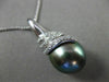 ESTATE LARGE .07CT DIAMOND 18KT WHITE GOLD TAHITIAN PEARL SWIRL FLOATING PENDANT